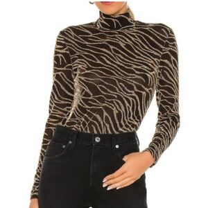 BB Dakota/Steve Madden | Gilt Trip Y2K style metallic animal print Sheer top M